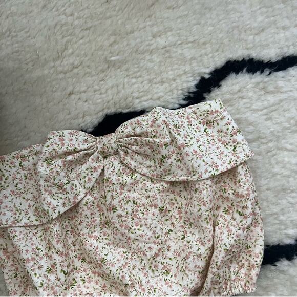 CAMI NYC Dedrah Strapless Crop Top in Rose Ditsy - Picture 3 of 5